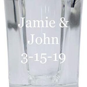 Customizable 2 Ounce Etched Square Shot Glass Engraved Personalized with Custom Text