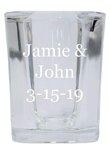 Customizable 2 Ounce Etched Square Shot Glass Engraved Personalized with Custom Text