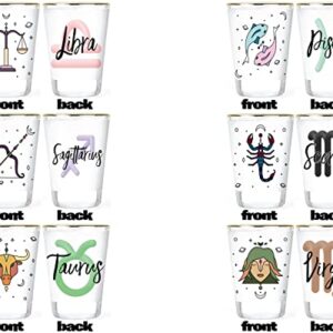 Zodiac Shot Glasses - Libra Shot Glass - Pisces Shot Glass - Sagittarius Shot Glass - Scorpio Shot Glass -Taurus Shot Glass - Virgo Shot Glass