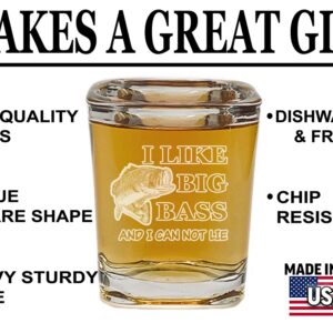 Rogue River Tactical Square I Like Big Bass Fishing Shot Glass Gift For Fisherman Dad Grandpa or Brother Fish
