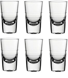 fifth avenue crystal shot glasses | set of 6 shot glasses for liquor & spirits, 3.8 ounces, clear | bar drinkware gift set for men & women, wedding favors, groomsmen & 21st birthday | (lille design)