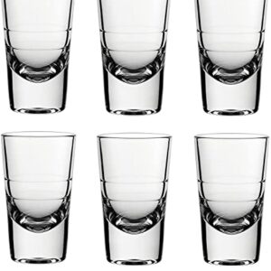 Fifth Avenue Crystal Shot Glasses | Set of 6 Shot Glasses for Liquor & Spirits, 3.8 Ounces, Clear | Bar Drinkware Gift Set for Men & Women, Wedding Favors, Groomsmen & 21st Birthday | (Lille Design)