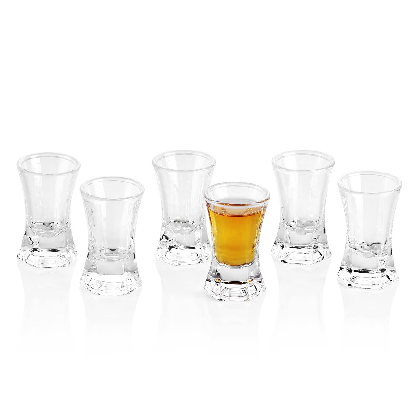 Jaepsing Shot Glasses, 0.5oz Heavy Base Shot Glass Set of 6/Cute Shot Glasses/Clear Shot Glasses/Cordial Glasses/Perfect for Spirits