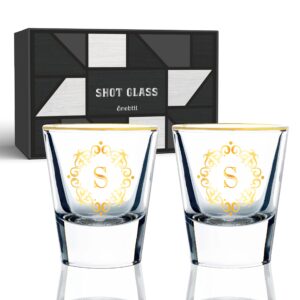 personalized shot glass set, custom gifts for tequila, vodka, or whiskey lovers, birthday, christmas gifts for him, her, 2 pack, with initial s