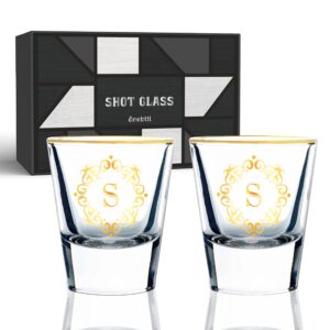 Personalized Shot Glass Set, Custom Gifts for Tequila, Vodka, or Whiskey Lovers, Birthday, Christmas Gifts for Him, Her, 2 Pack, with Initial S