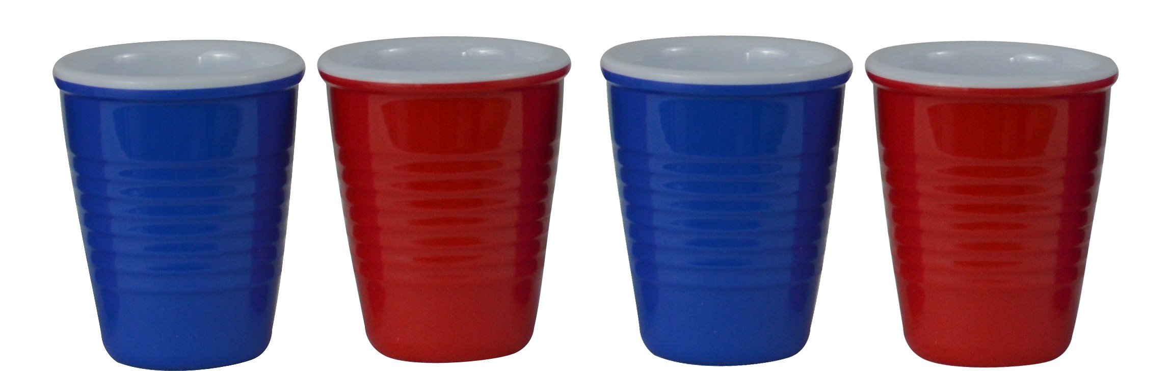 Fairly Odd Novelties Red & Blue Redneck Party Shot Glasses, 2oz Hard Plastic Melamine Cups, 4-Pack
