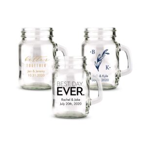 weddingstar personalized 4oz miniature mason jar shot glass customizable full color print - 36 pack