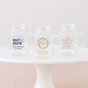 WEDDINGSTAR Personalized 4oz Miniature Mason Jar Shot Glass Customizable Full Color Print - 36 pack