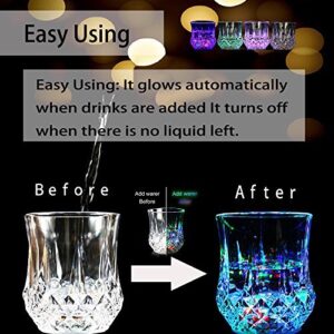 2win2buy LED Cups 4 PACK Flashing Light up Automatic Water Activated Color Changing Wine Whisky Beer Cola Juice Drinkware Mugs Shot Glass for Bar Disco Night Club Party Halloween Christmas, Set of 4