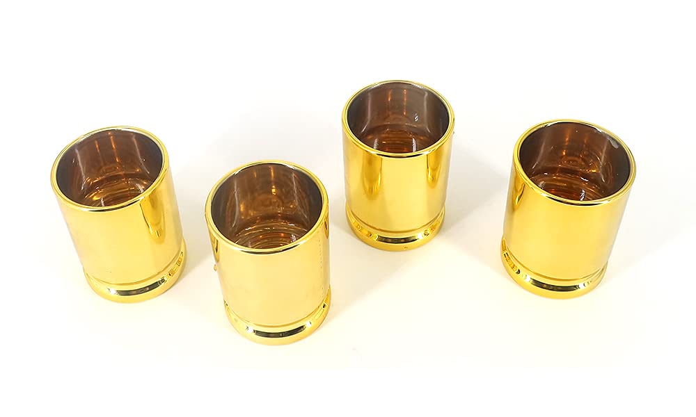 HUNTPAL 50 Caliber Shot Glass Set of 4 Shot Glasses, Plastic Golden Shiny Surface Drinking Cup Opaque Mug Wineglass Novelty Gift Mancave Decoration