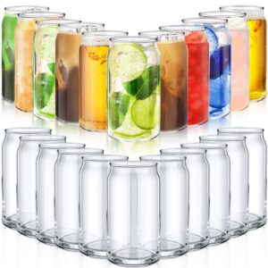 50 pack drinking glasses 16oz can shaped glass cups beer glasses tumbler cup can shaped glass tumbler iced coffee glasses ideal for cocktail, whiskey, wine, soda, clear water