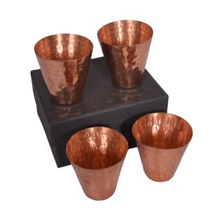 Generic Copper Essentials Mascow Mule Hammered Copper Shot Glasses(Set Of 4) 100% Pure Copper With Gift Boxes