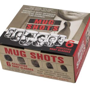 The Unemployed Philosophers Guild Mug Shots - 6 Piece Shot Glass Set of Famous Gangster Mugshots - Comes in Colorful Gift Box