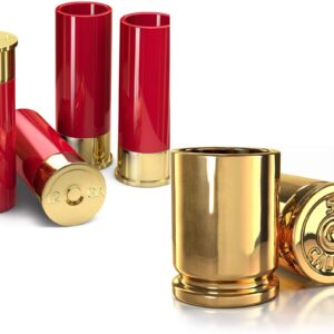 Old Southern Brass 12 Gauge Shot Glasses & 50 Caliber Shot Glasses