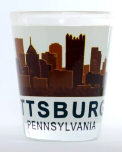 pittsburgh pennsylvania sunset skyline shot glass