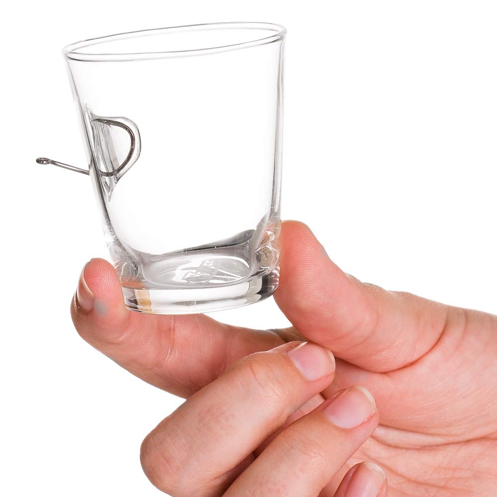 Stuck in Glass - Fish Hook - Whiskey Shot Glasses With Fish Hook Fishing Lovers Gifts for Men | Boyfriend Gift | Rocks Glasses | Original Handcrafted Embedded Barware (2 oz)