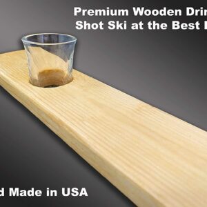 Generic Wood Shot Ski Drinking Board for Party Wedding Big Event (4 Persons, No Shot Glass)