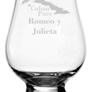 Romeo y Julieta Cuban Cigar Themed Etched Crystal Whisky Glass Compatible with The Glencairn Glass Accessories