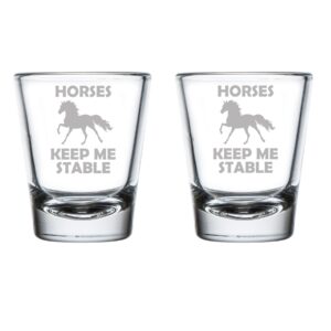 mip set of 2 shot glasses 1.75oz shot glass horses keep me stable