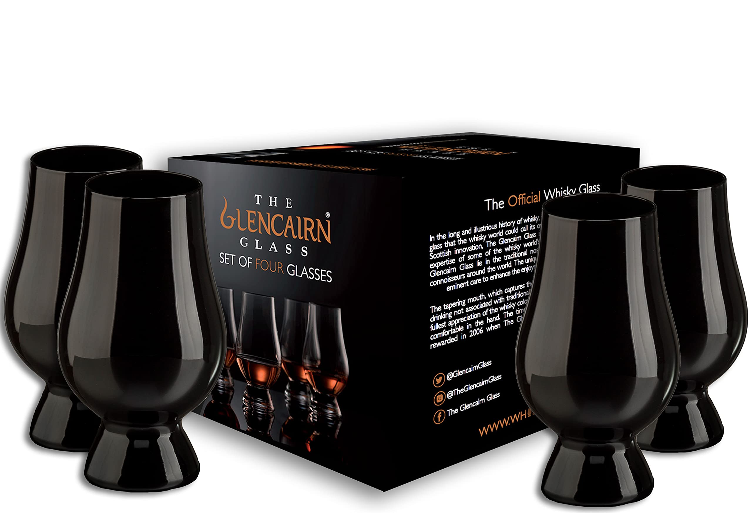 GLENCAIRN BLACK WHISKY GLASS, SET OF 4 IN 4 PACK GIFT CARTON