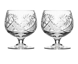 set of 2 hand made vintage crystal glasses, brandy & cognac snifter, old-fashioned glassware