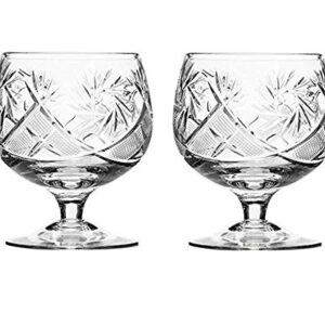 Set of 2 Hand Made Vintage Crystal Glasses, Brandy & Cognac Snifter, Old-Fashioned Glassware