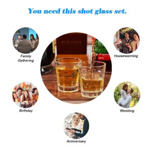 D&Z Shot Glasses, 1.5 Ounces (45 ml), Round Mouth and Octagon Base (4 Pcs)