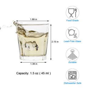 D&Z Shot Glasses, 1.5 Ounces (45 ml), Round Mouth and Octagon Base (4 Pcs)