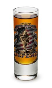 erazor bits american hero's veterans gifts american soldier shooter shot glass with logo (2oz)