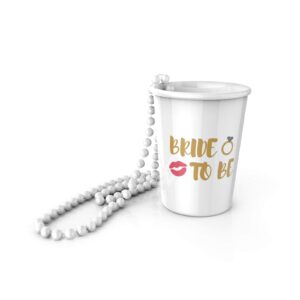 KIKEVITE Bachelorette Party Shot Glass Necklaces Drinking Supplies 12 PACK - 1 White Bride Cup and 11 Pink Squad Cups Bridal Shower