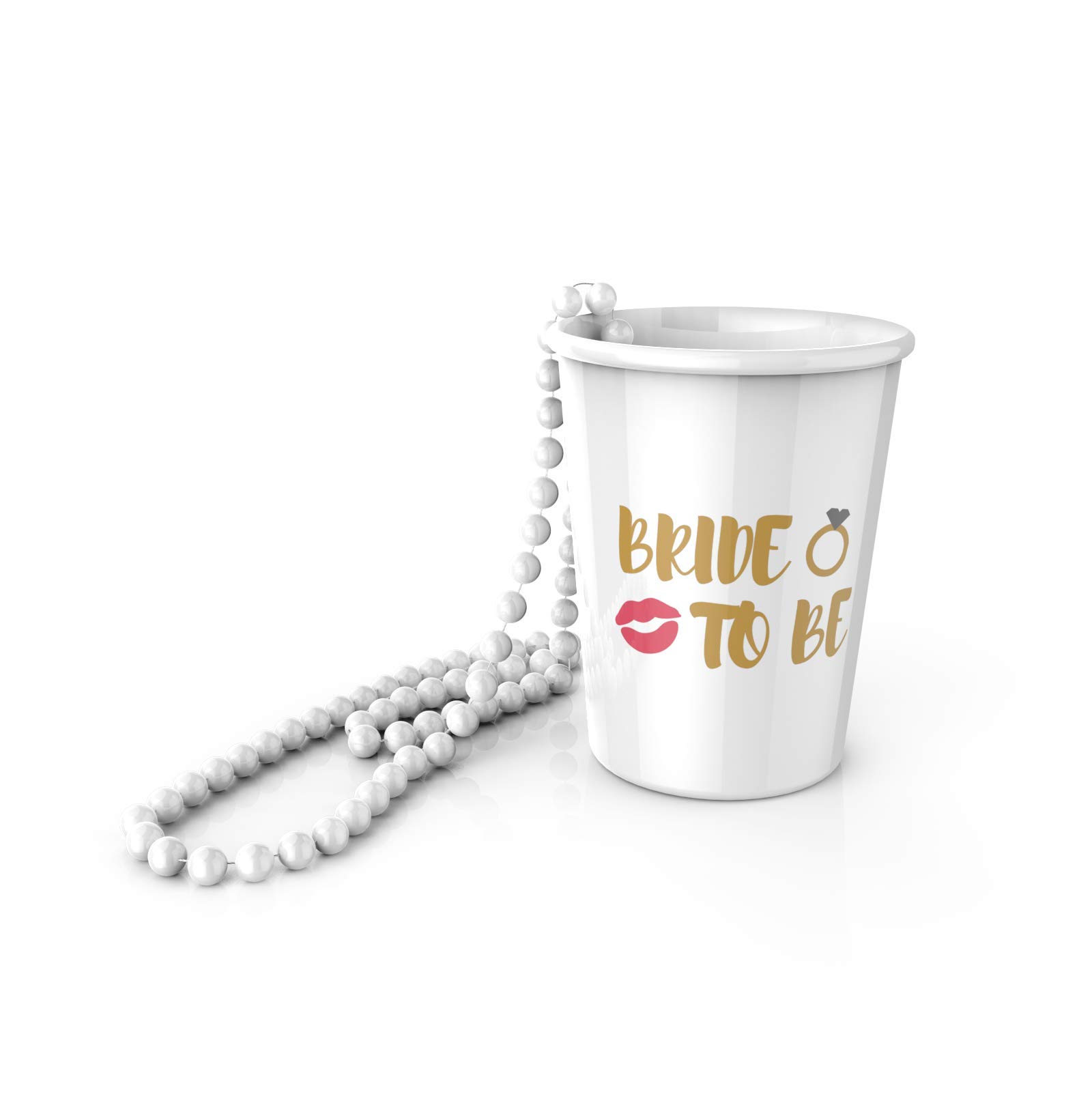 KIKEVITE Bachelorette Party Shot Glass Necklaces Drinking Supplies 12 PACK - 1 White Bride Cup and 11 Pink Squad Cups Bridal Shower