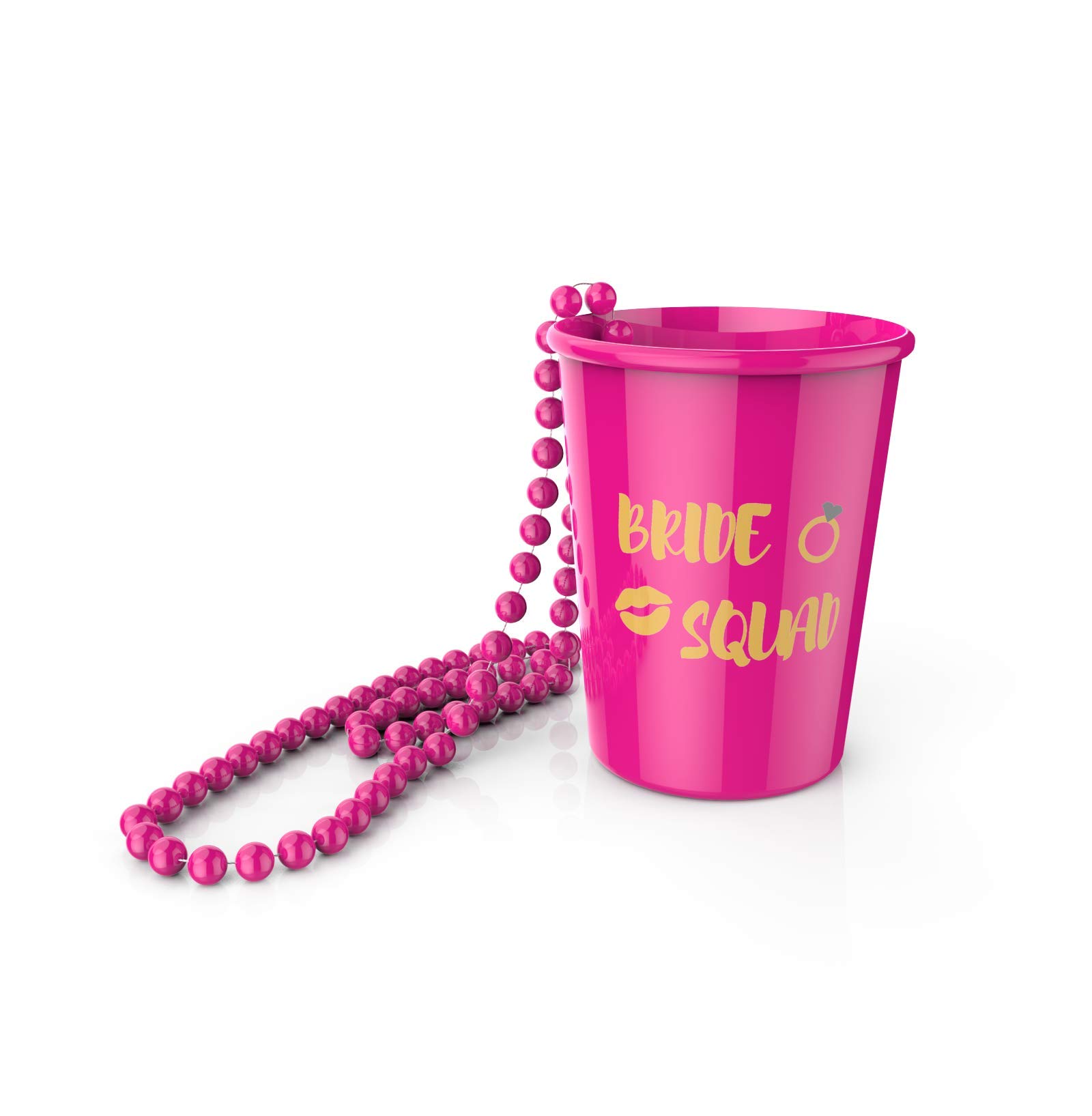 KIKEVITE Bachelorette Party Shot Glass Necklaces Drinking Supplies 12 PACK - 1 White Bride Cup and 11 Pink Squad Cups Bridal Shower