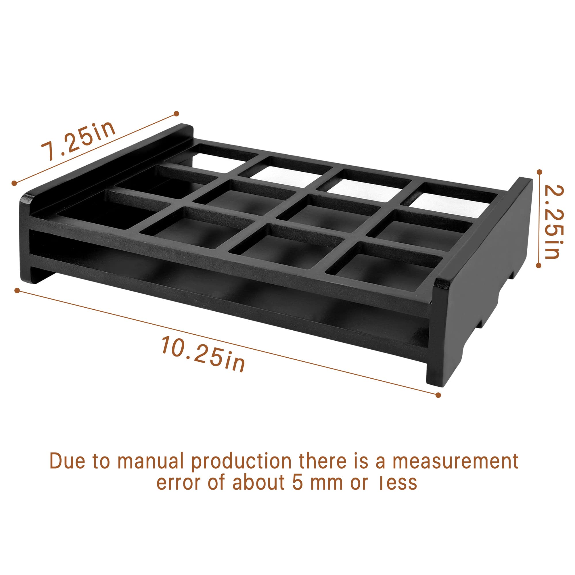 Shot Glass Holder, 12 Storage Holes Party Server Vintage Black Wood Shot Glass Tray (Shot Glass Not Included)