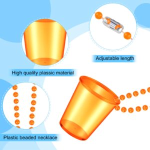 24 Pieces Shot Glass on Beaded Necklace Shot Glass Necklaces Plastic Shot Cup Necklace for Team Groom and Bride Supplies Bachelorette Party Birthday Wedding Party Festival Parade (6 Colors)