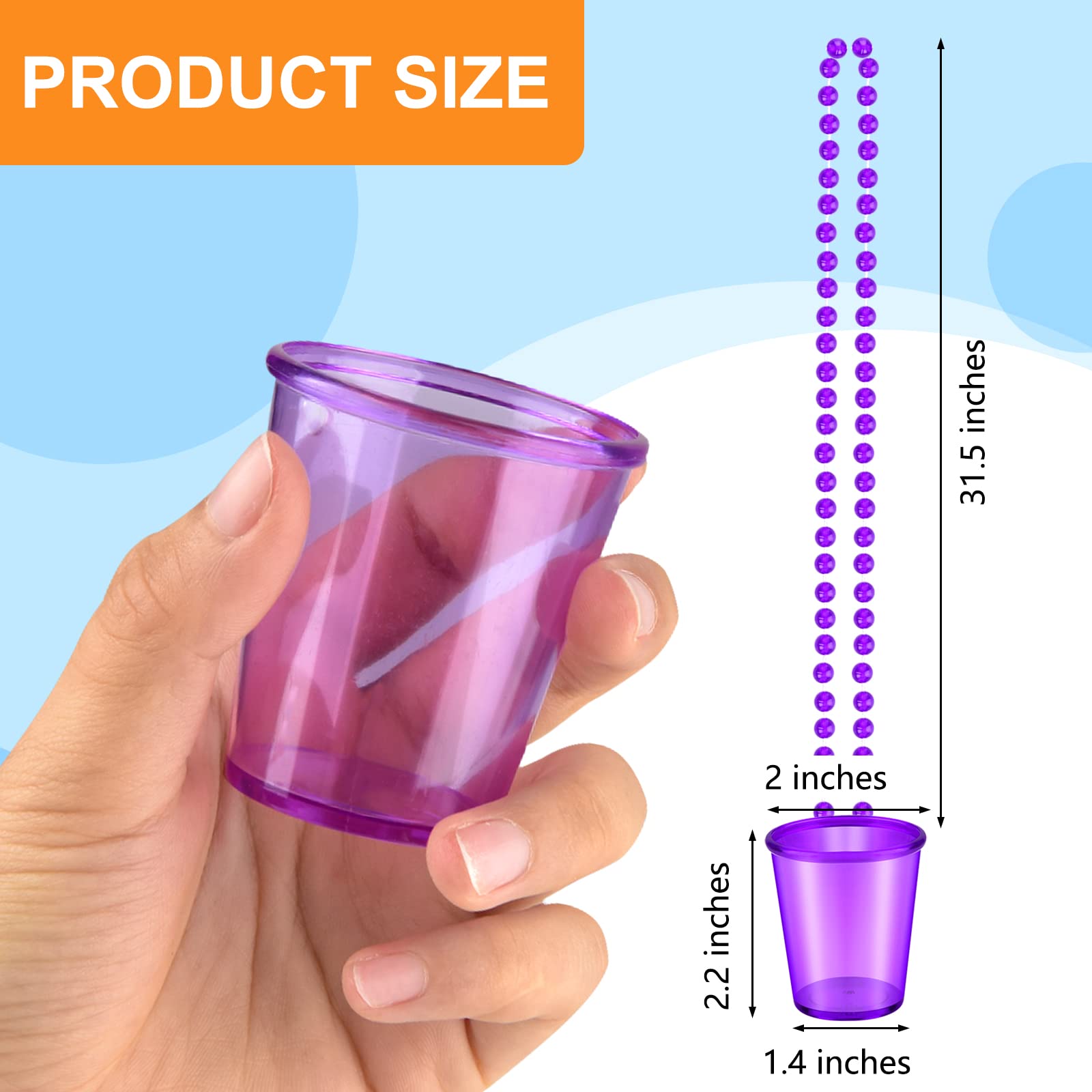 24 Pieces Shot Glass on Beaded Necklace Shot Glass Necklaces Plastic Shot Cup Necklace for Team Groom and Bride Supplies Bachelorette Party Birthday Wedding Party Festival Parade (6 Colors)