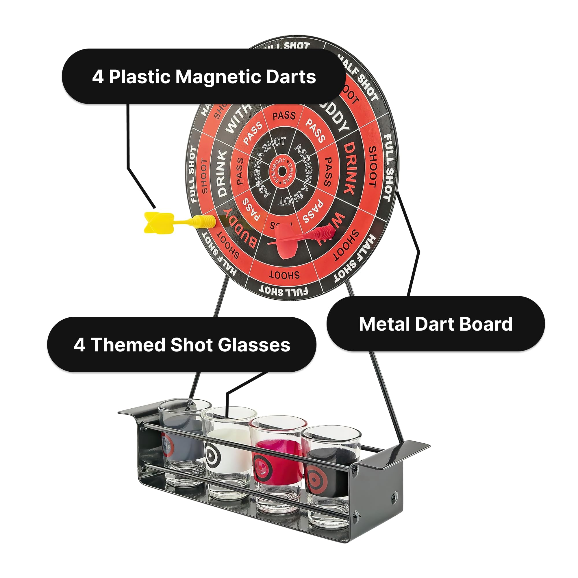 Fairly Odd Novelties Darts Drinking Game Fun Shots Drinking Party Game, Black, One Size