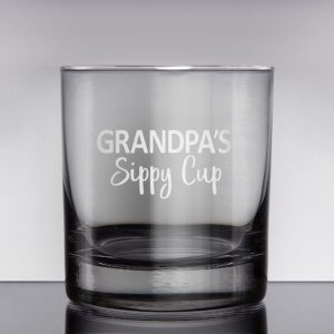 GRANDPA'S SIPPY CUP Custom Personalized Whiskey Glass - Laser Engraved Etched Funny Gift for Dad Uncle Grandpa