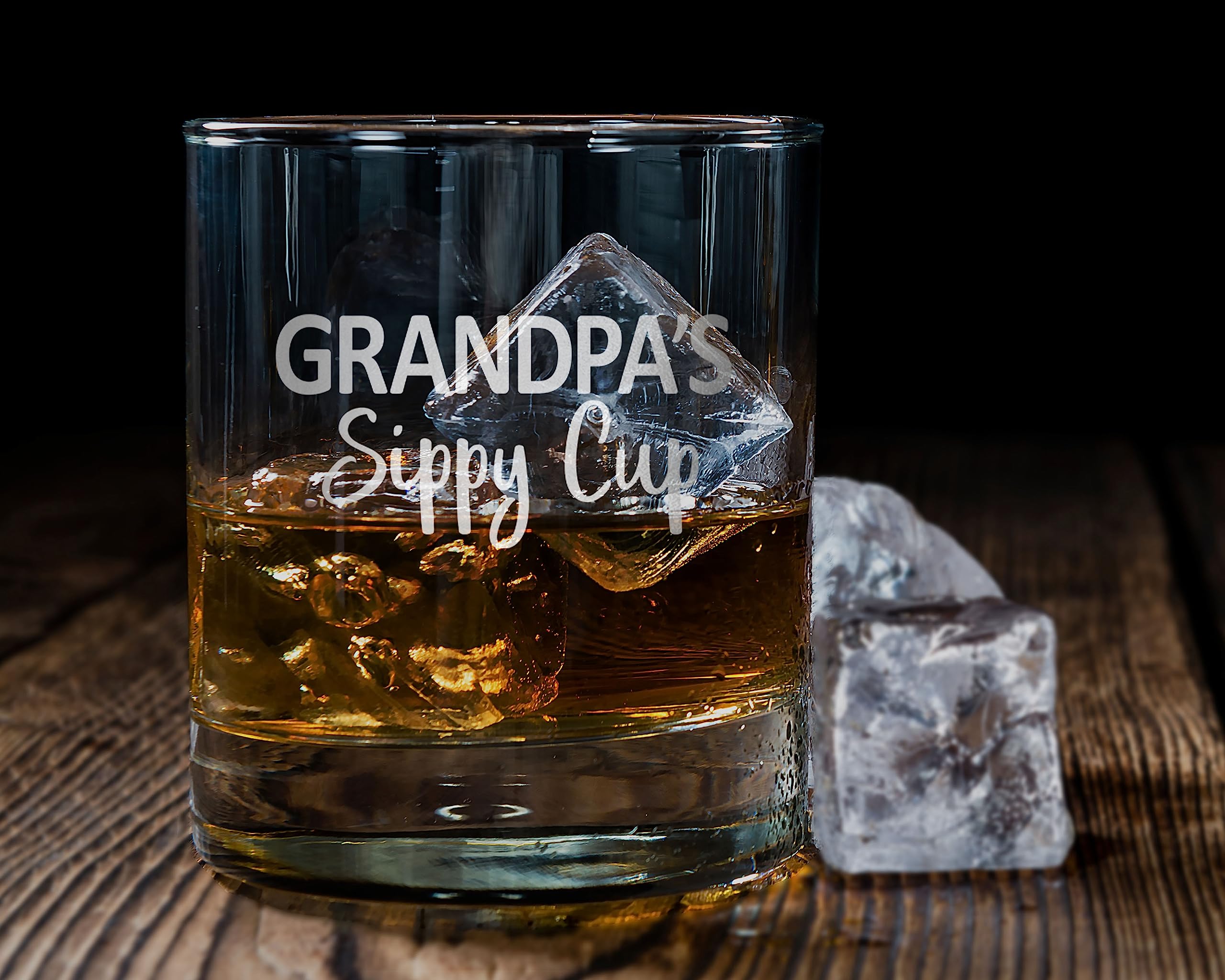 GRANDPA'S SIPPY CUP Custom Personalized Whiskey Glass - Laser Engraved Etched Funny Gift for Dad Uncle Grandpa