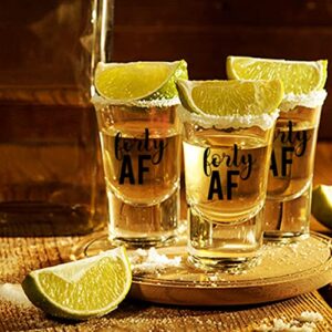 Forty AF, 40 AF, 40th Birthday Shot Glasses, 40th Birthday Party Shot Glasses Set of 12 1.75oz Shot Glasses, 40th Birthday Glass Shot Glass, Perfect for Birthday Parties, Birthday Decorations (40 AF)