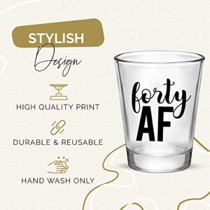 Forty AF, 40 AF, 40th Birthday Shot Glasses, 40th Birthday Party Shot Glasses Set of 12 1.75oz Shot Glasses, 40th Birthday Glass Shot Glass, Perfect for Birthday Parties, Birthday Decorations (40 AF)