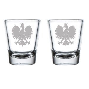 set of 2 shot glasses 1.75oz shot glass poland polish eagle
