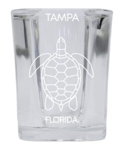 tampa florida souvenir 2 ounce square shot glass laser etched turtle design