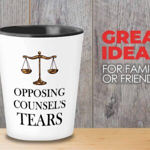 Bubble Hugs Lawyer Shot Glass 1.5oz - Opposing Counsel's Tears - Law Student Law School Attorney Advocate Plaintiff Defense