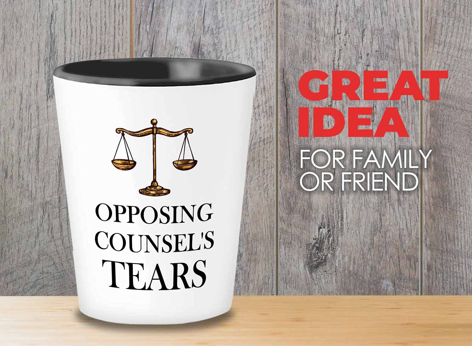 Bubble Hugs Lawyer Shot Glass 1.5oz - Opposing Counsel's Tears - Law Student Law School Attorney Advocate Plaintiff Defense