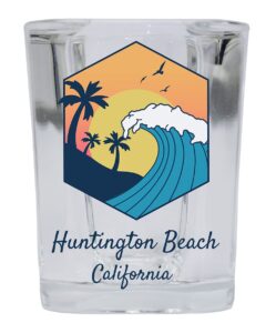 r and r imports huntington beach california 2 ounce square base liquor shot glass wave design