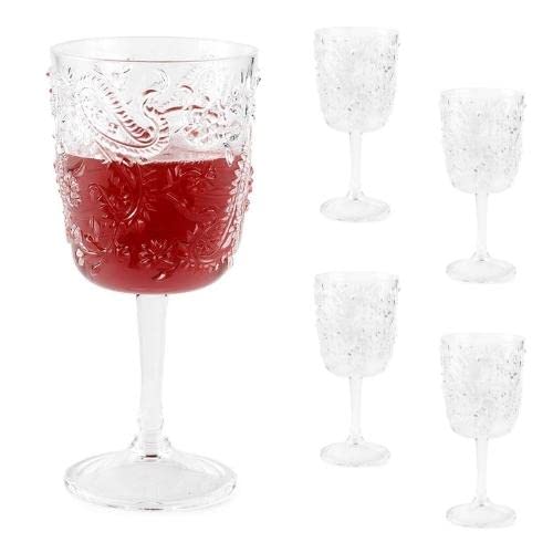 Huang Acrylic 15oz Paisley Old Fashioned Drinking Glass | Set of 4 | Glassware Perfect for On the Rocks Scotch, Bourbon, Liquor or Cocktail Drinks