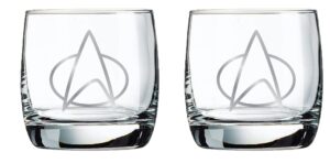 star trek: the next generation - collectible whiskey glasses - set of 2 glasses (10 oz.)