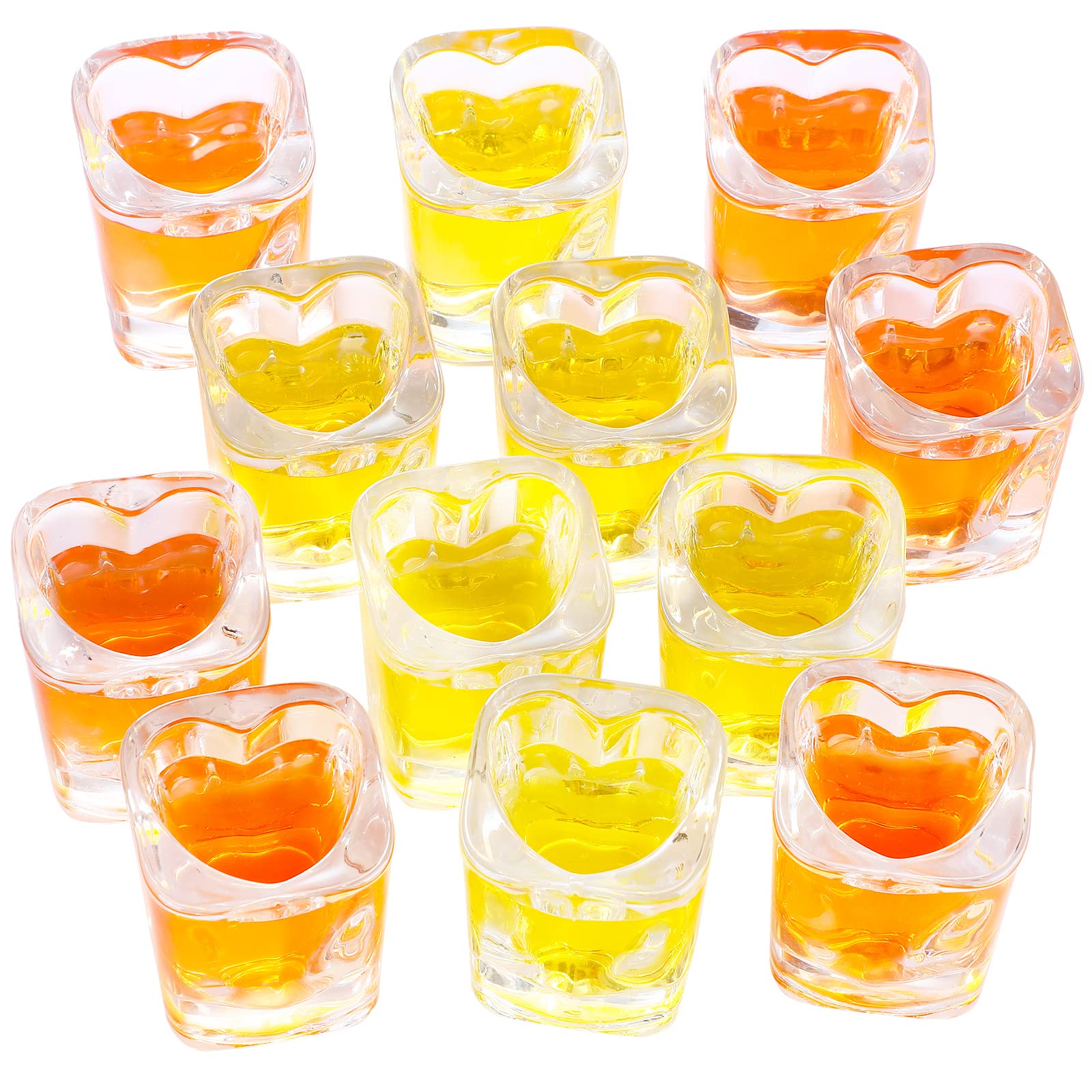 Set of 24 Heart Shot Glasses 1.5 oz Cute Shot Glasses Heart Shaped Clear Shot Glass Bulk Square Shot Glasses Tequila Shots for Women Cocktail Wine Espresso