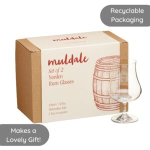 Muldale Crystal Brandy Snifter Set of 2 - Norden Design 7.5 oz Cognac Tulip Nosing Glasses for Whiskey and Rum - Thin and Elegant European Crystal - A Perfect Glass for Spirits - Gift Boxed