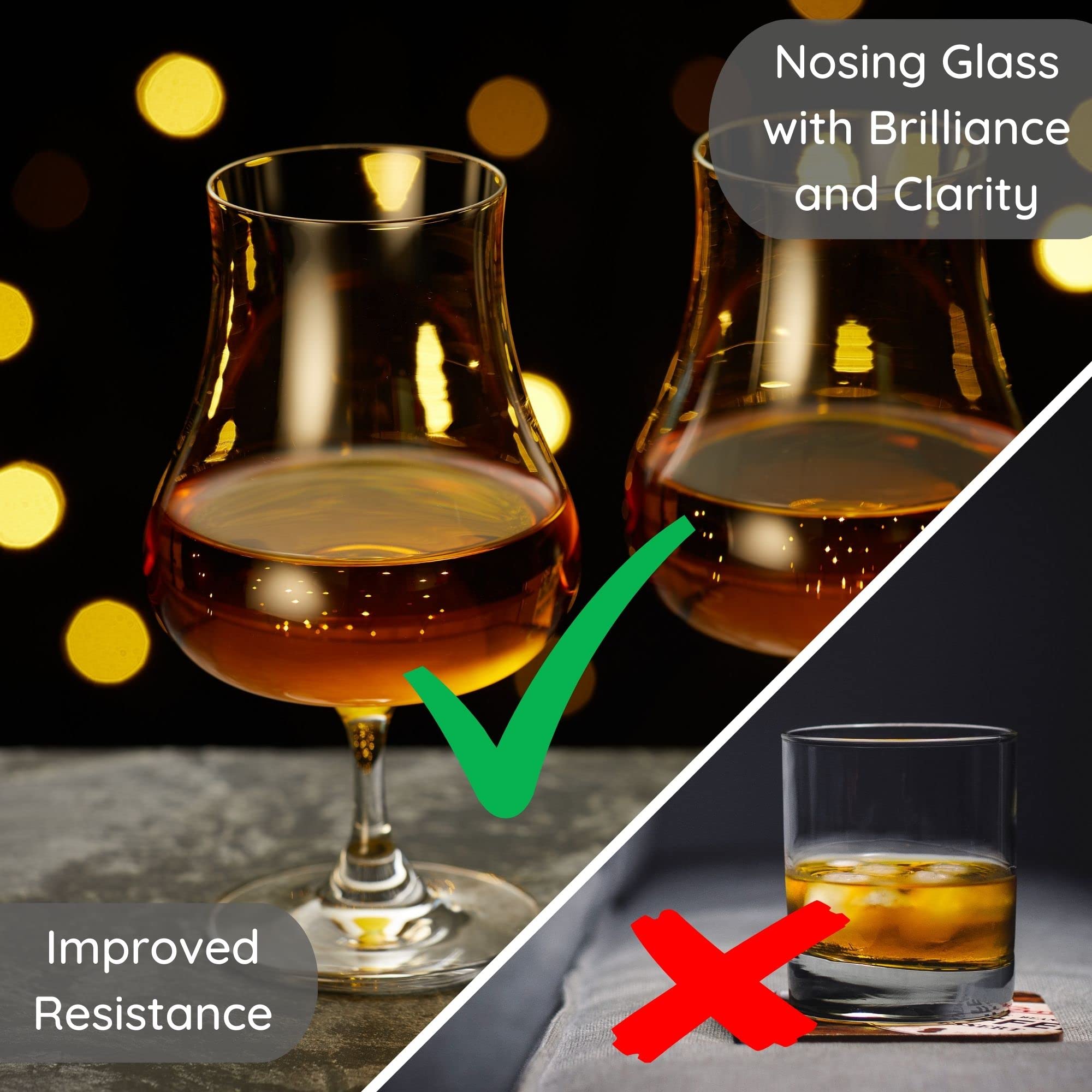 Muldale Crystal Brandy Snifter Set of 2 - Norden Design 7.5 oz Cognac Tulip Nosing Glasses for Whiskey and Rum - Thin and Elegant European Crystal - A Perfect Glass for Spirits - Gift Boxed